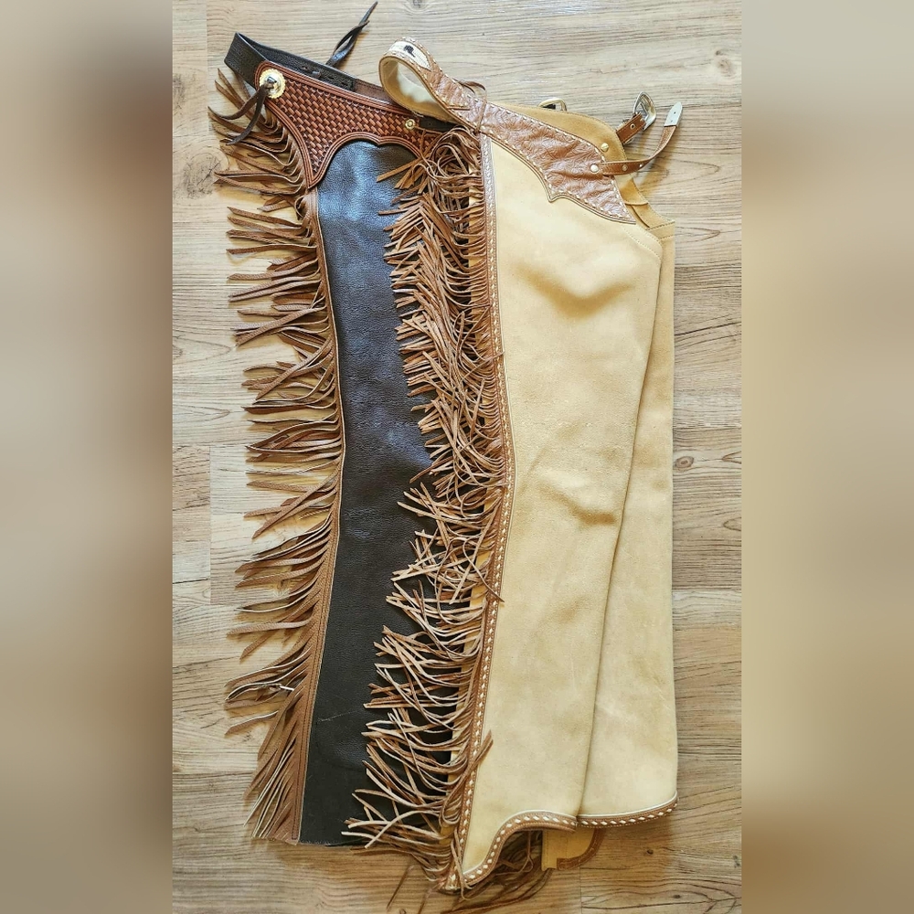 🐎Western Cowhide Leather Fringe Chaps🐎🤠